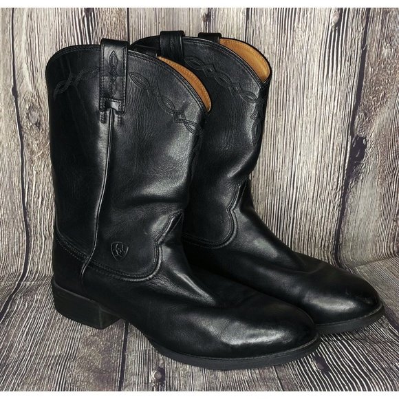Ariat Heritage Roper Low-Profile Men\'s Leather Western Cowboy Boot Black 13EE main image 8